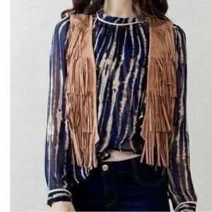 Sugar + Lips Fringed Boho Western Vest Size Medium